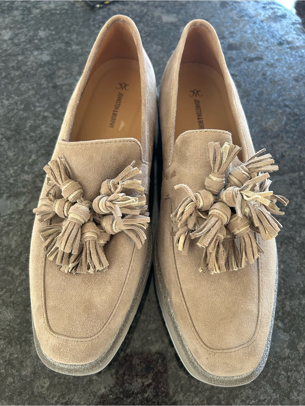Johnston & Murphy Taupe Suede Tassel Loafers NWOT